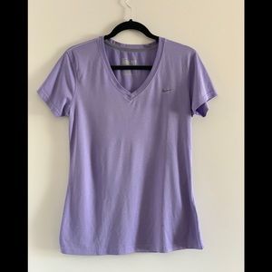 Nike Lavender Dri-Fit V-Neck Short Sleeve Shirt- M